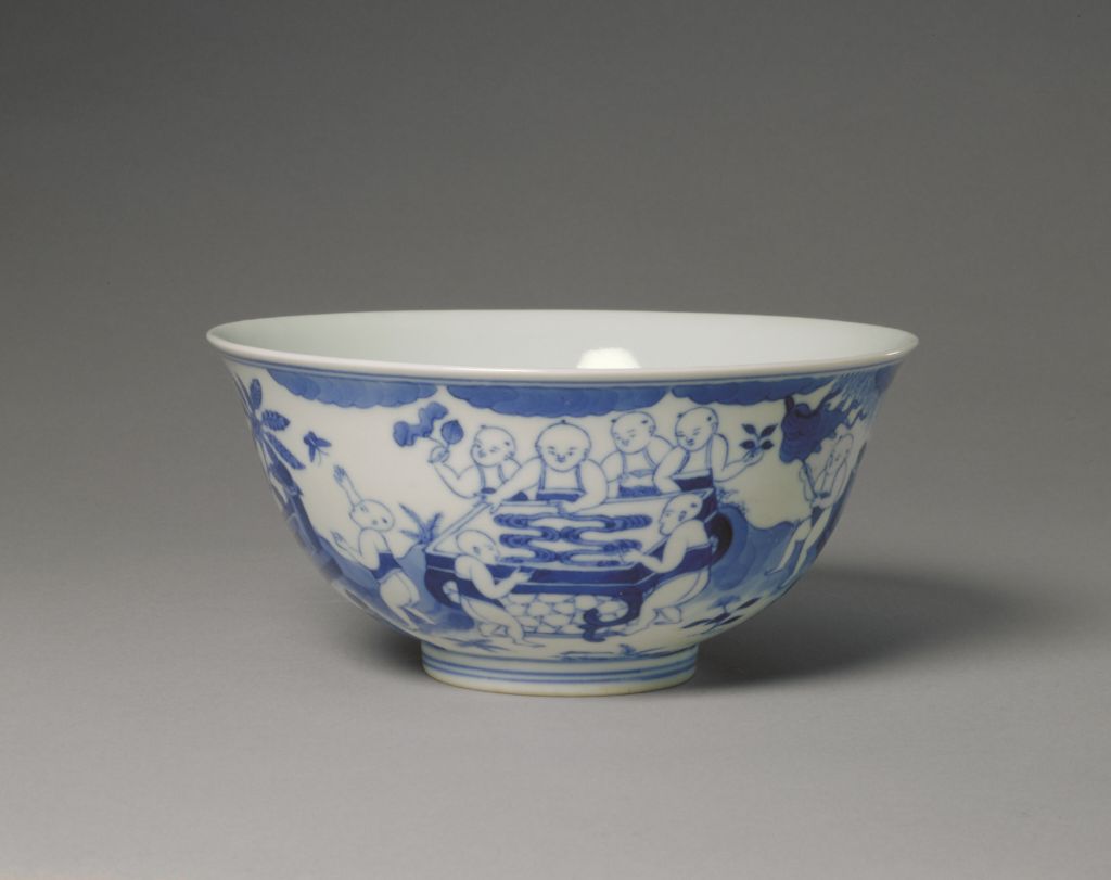 图片[1]-Blue and White Baby Play Picture Bowl-China Archive